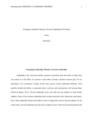 Emerging Leadership Theories Analysis Paper   Servant Leadership [639...