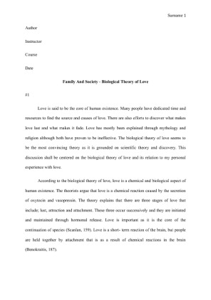  Family And Society   Biological Theory of Love [902 Words]