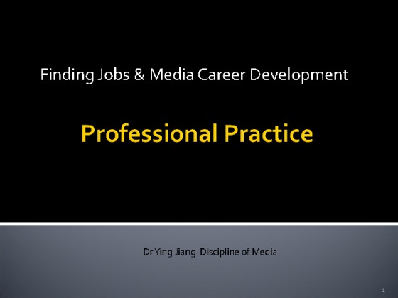  Finding Jobs & Media Career Development [40 Slides]