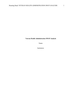  Health Markets   Veteran Health Administration SWOT Analysis [2550 Words]