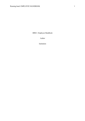  MHR 6401, Employment Law 3   Employee Handbook [599 Words]