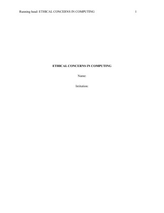  INF/103 INF103 INF 103 Week 5 Final Paper   Ethical Concerns In...