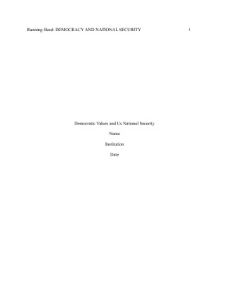   International Relations   Analytical Paper: Democratic Values and US...