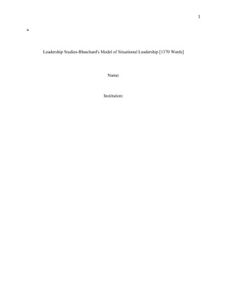  Leadership Studies Blanchard's Model of Situational Leadership [1370...