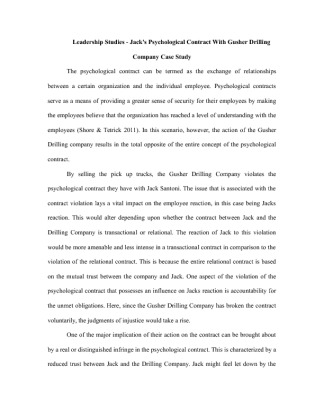  Jack's Psychological Contract With Gusher Drilling Company Case Study...