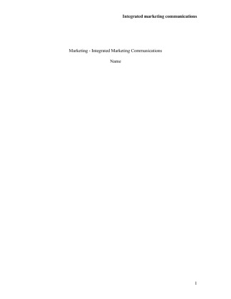  Integrated Marketing Communications [1313 Words]