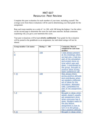  MKT 607 Module 8 Peer Review