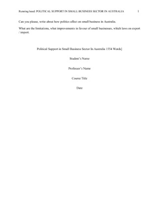  Political Support in Small Business Sector In Australia 1554 Words]