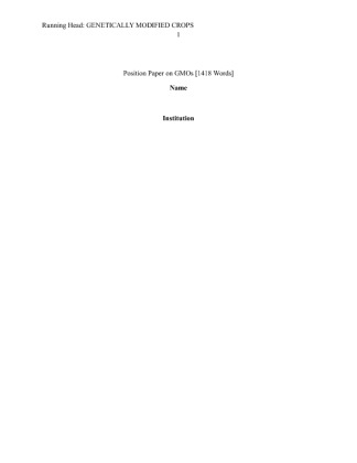  Position Paper on GMOs [1418 Words]