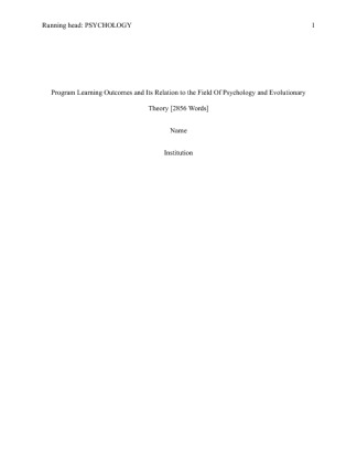  Program Learning Outcomes and Its Relation to the Field Of Psychology...