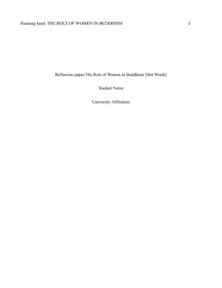 Reflection paper The Role of Women in Buddhism