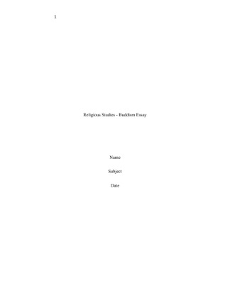  Religious Studies   Buddism Essay [1387 Words]