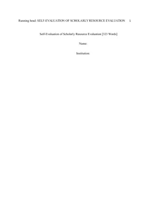 Self Evaluation of Scholarly Resource Evaluation