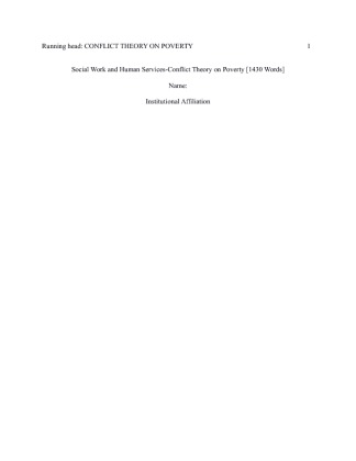  Social Work and Human Services Conflict Theory on Poverty [1430 Words]