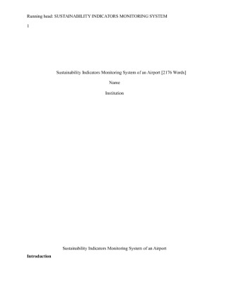  Sustainability Indicators Monitoring System of an Airport [2176 Words]