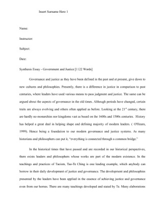  Synthesis Essay   Government and Justice [1122 Words]