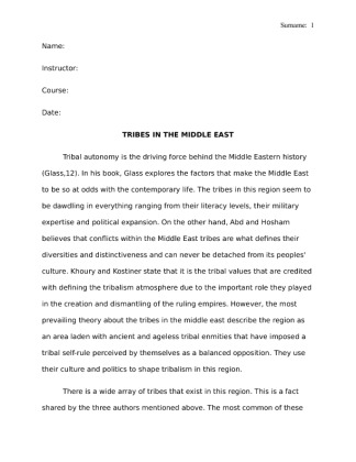 Synthesis Essay   Tribes in the Middle East