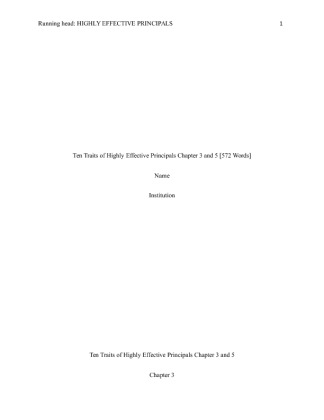  Ten Traits of Highly Effective Principals Chapter 3 and 5 [572 Words]