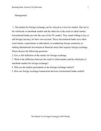  The Market For Foreign Exchange [1644 Words]