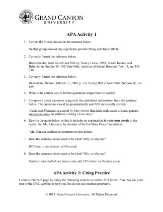   UNV 504 Week 2 APA Activities: APA Activities 1 and APA Activities 2
