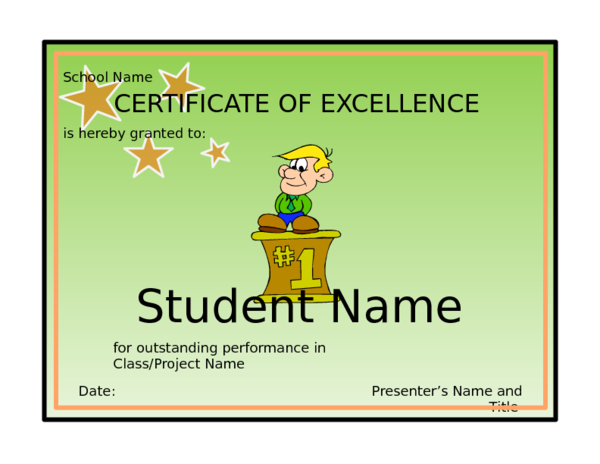 Certificate of Excellence Printable