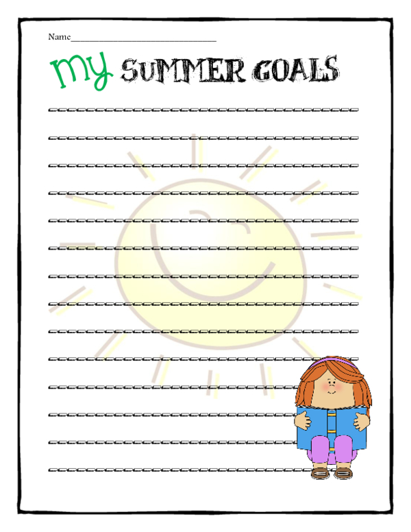 Summer Goals FREE Printable