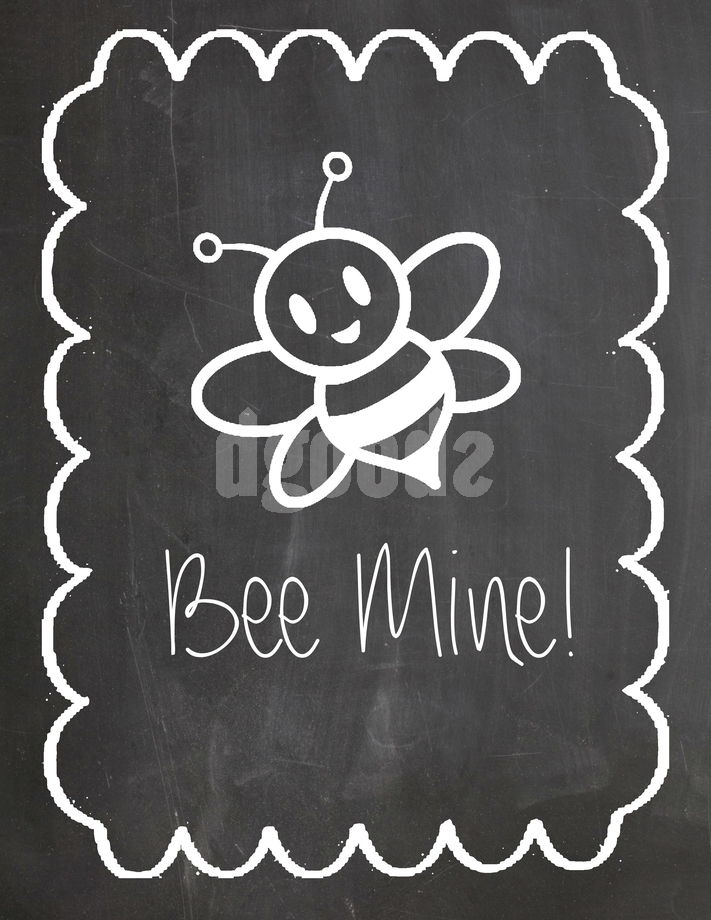 Valentines Chalkboard Printable Bee Mine