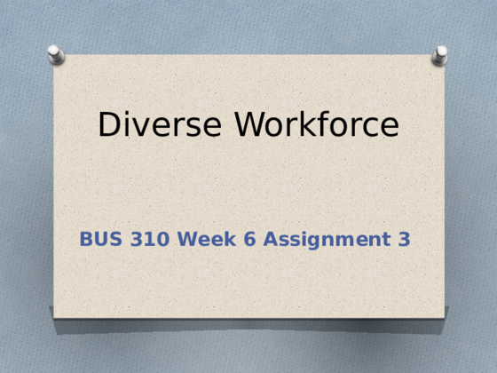 BUS 310 Week 6 Assignment 3 - Diverse Workforce
