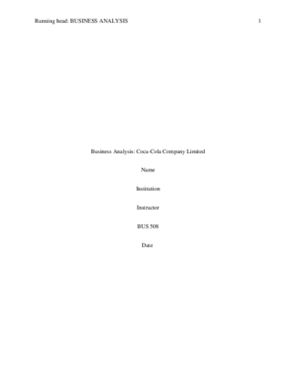 BUS 508 Week 3 Assignment 1 - Business Analysis