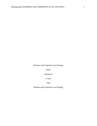 Assignment 3: Business Level and Corporate Level Strategies