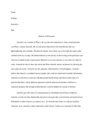 COM 231 Week 1 History of Persuasion Essay-Rough Draft