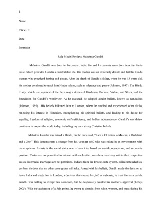 CWV 101 Week 6 Role Model Review   Essay