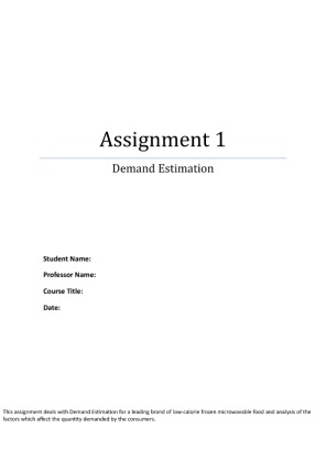 ECO 550 Week 3 Assignment 1 - Demand Estimation