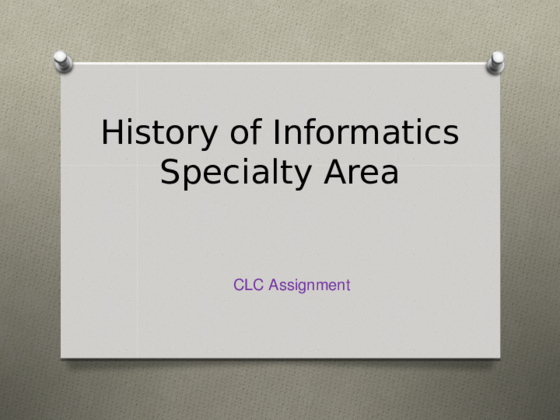 History of Informatics Specialty Area (HIM 515)