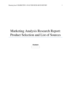 MKT 245 Week 1 Marketing Analysis Research Report: Product Selection...