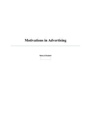 Motivations in Advertising