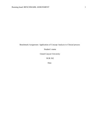 NUR-502 Benchmark Assignment: Application of Concept Analysis to...