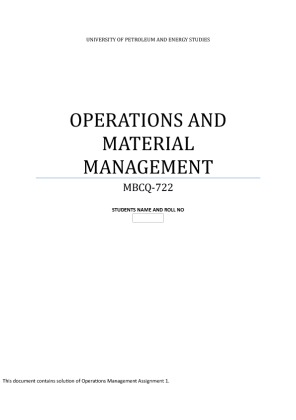 Operations and Materials Management Assignment 1