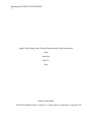 OPS 571 Week 4 Team Assignment Supply Chain Design Paper (UPDATED)