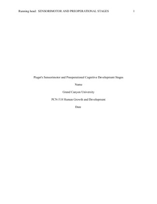 PCN 518 0500 Week 1 Assignment 1   Piaget's Sensorimotor and...