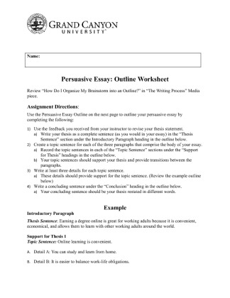PHI 105 Week 4 Persuasive Essay   Outline Worksheet