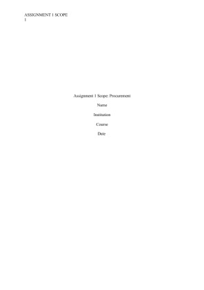 Project Procurement Management 642 Assignment 1 Scope