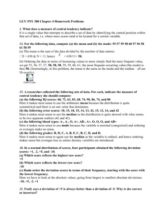 PSY 380 Week 2 Homework 2 (Module 2 Chapter 4, 5, & 6)