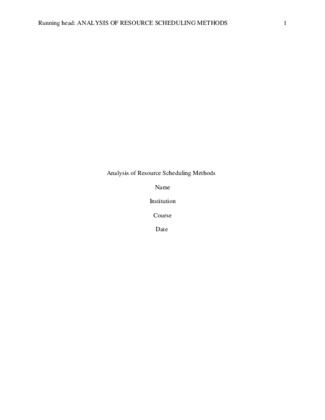 Resource Scheduling Methods Analysis Paper