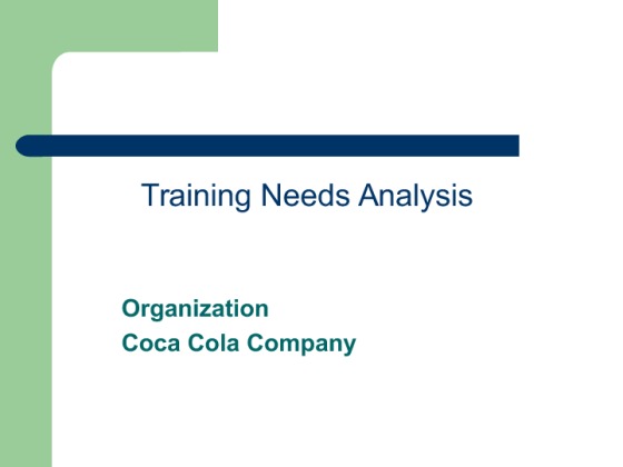 Training Needs Analysis   Coca Cola Company