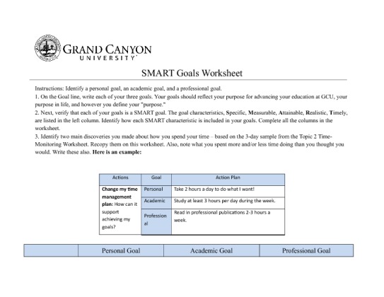 UNV 103 Week 6 Goal Setting Activity [Graded A]