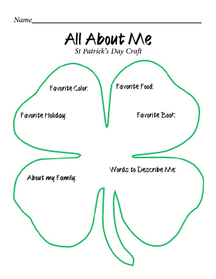 All About Shamrock St Patrick's Classroom Craft