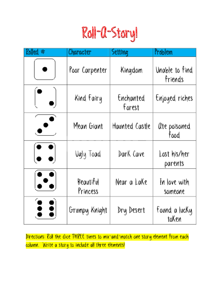 FREE Roll A Story Activity