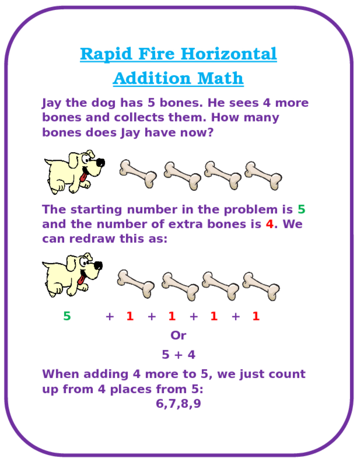 Printable 1st Grade Common Core Horizontal Addition Math Poster
